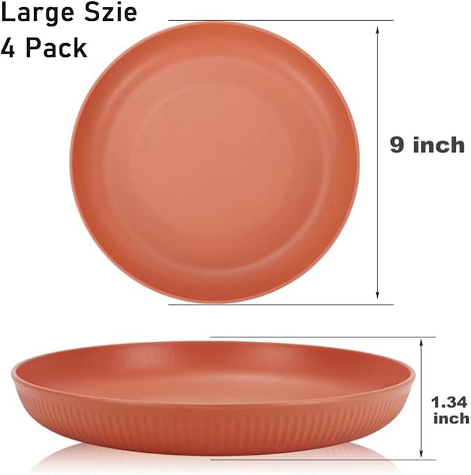 LRUUIDDE Lightweight Wheat Straw Plates 9 Inch, Microwave and Dishwasher Safe - Image 5