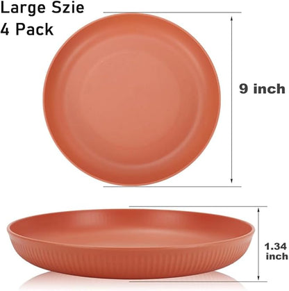 LRUUIDDE Lightweight Wheat Straw Plates 9 Inch, Microwave and Dishwasher Safe - Image 5