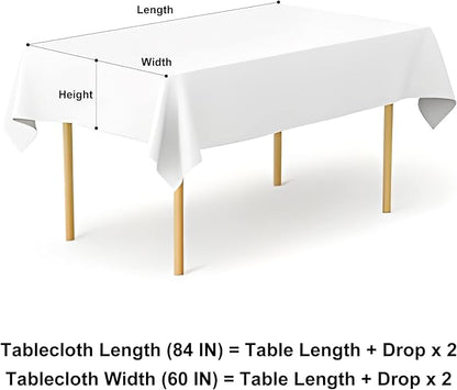 misaya 2 Pack Waterproof Vinyl Table Cloth, Buffalo Flannel Backed Tablecloth, Wipeable Plastic Table Cover for Dinner, Kitchen, Outdoor (60" x 84", Khaki and White)