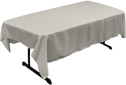 LA Linen Polyester Poplin Washable Rectangular Tablecloth, Stain and Wrinkle Resistant Table Cover 60x102, Fabric Table Cloth for Dinning, Kitchen, Party, Holiday 60 by 102-Inch, Gray Light