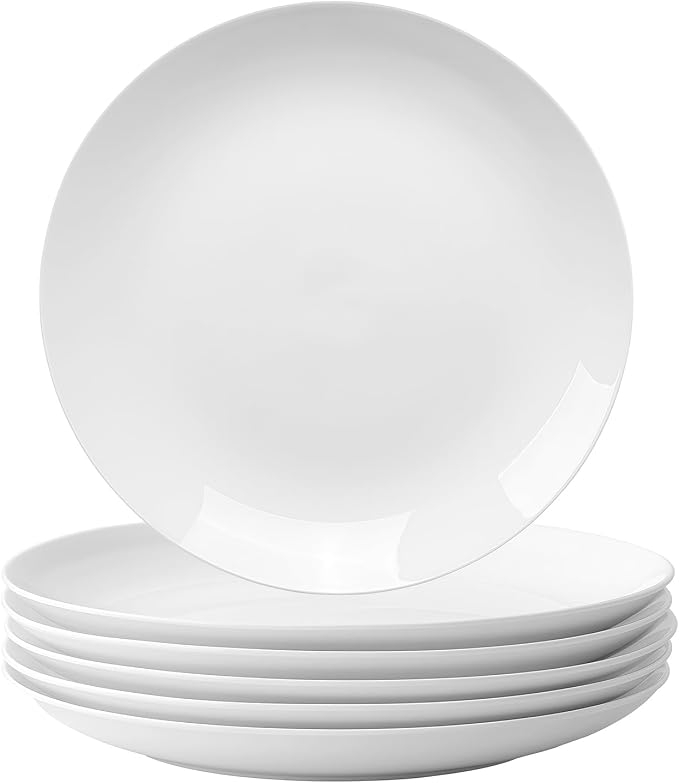 White Dinner Plates Set of 6, 11 Inch Ceramic Plates – White Porcelain Dinner by YALONG