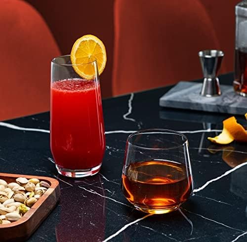 Le'raze Everyday Drinking Glasses Set of 8-4 Tall Highball Glass Cups & 4 Short - Image 3