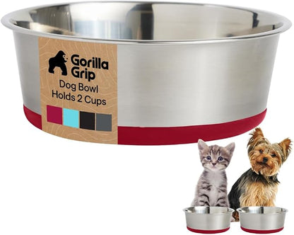 GORILLA GRIP Dog Bowl, Holds 2 Cups, Food Grade 304 Stainless Steel Food and by Unknown