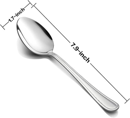 Dinner Spoons Set of 12, E-far 7.9 Inch Stainless Steel Soup Spoons Tablespoons - Image 2