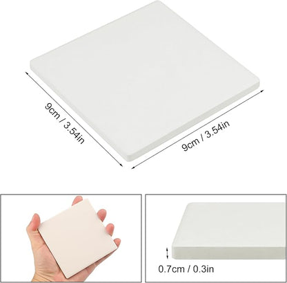 GNIEMCKIN 50 Pieces 3.54 Inch Square Blank Ceramic Coasters, Unglazed Ceramic - Image 2