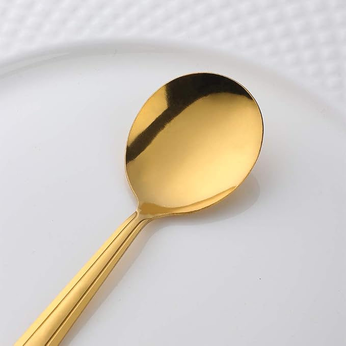 Bouillon Spoons Set of 12, 5.9 Inch Stainless Steel Soup Spoon, Metal Round - Image 4