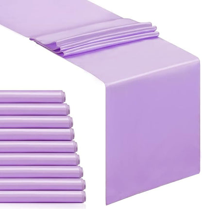 Lavender Satin Table Runners 10 Pack 12x108 inch Silk Smooth Fabric | Bright by B-COOL
