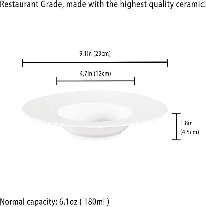 soup bowl, embossed porcelain wide rim bowl, 6 oz, microwave and dishwasher safe - Image 2