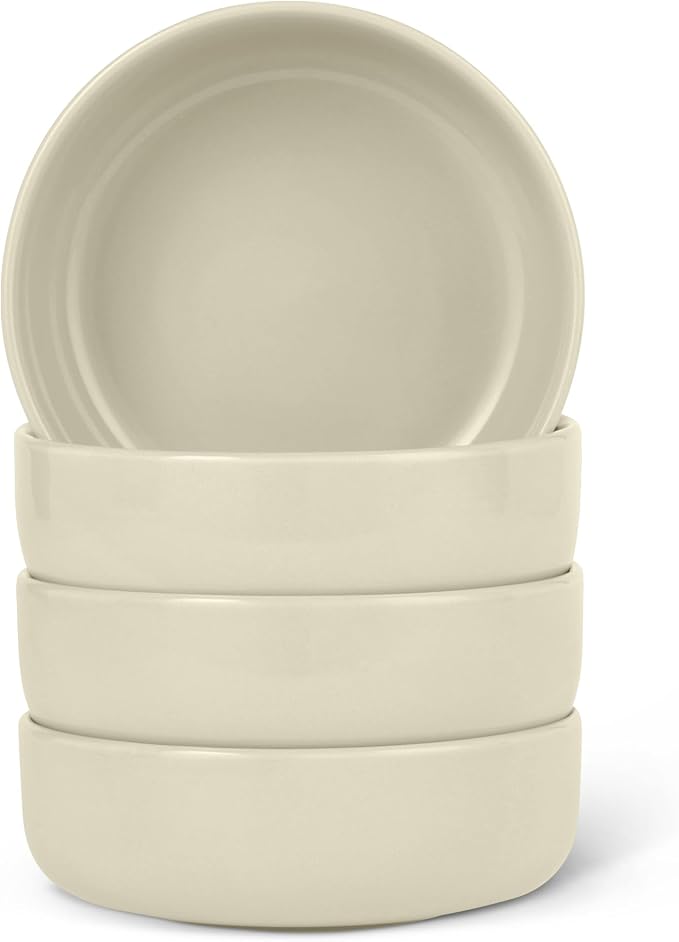 Amazon Basics Glazed Stoneware Bowls, 4-Piece Set, Microwave and Dishwasher-Safe by AmazonBasics
