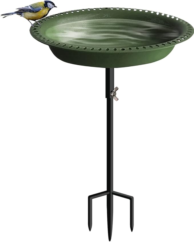 Koutemie Bird Bath for Outside 1-¼ Gallon Detachable, Deep Green, 29 Inch | by Koutemie