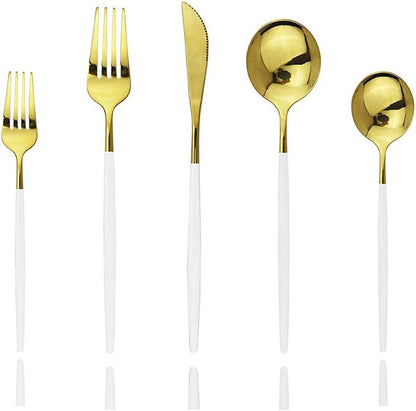 JASHII 30-Piece Stainless Steel Satin Finish Flatware Set, Mirror Polished by JASHII
