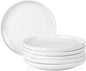 White Dinner Plates Set of 6, 10 Inch Ceramic Ribbed Texture Salad Plates, Kitchen Serving Dishes for Pizza, Steak, Microwave & Dishwasher Safe, Scratch Resistant