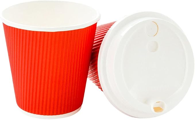 Restaurantware Ripple Wall Coffee Cups 500 Count 8 Ounce Insulated Red Paper - Image 9