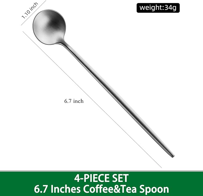 DEHOV 6.7 Inches Coffee Spoons Set, 4 Pieces Stainless Steel 18/10 Iced Tea - Image 2