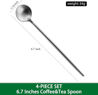 DEHOV 6.7 Inches Coffee Spoons Set, 4 Pieces Stainless Steel 18/10 Iced Tea - Image 2