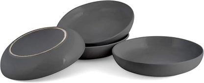 Elanze Designs Bistro Glossy Ceramic 8.5 inch Shallow Pasta Dinner Bowls Set of - Image 5