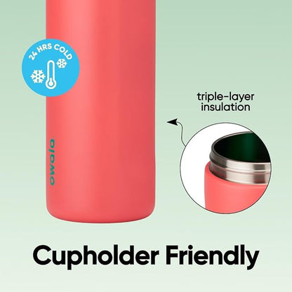 Owala FreeSip Stainless Steel Water Bottle 24 oz Strawberry Fields - Image 4