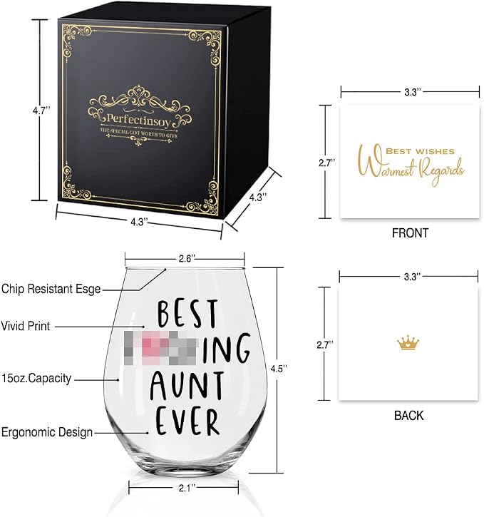 Perfectinsoy Best Aunt Ever Wine Glass - Image 2