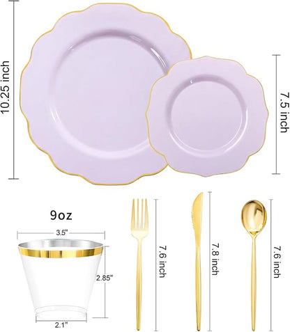 bUCLA 180PCS Purple Plastic Plates - Image 2