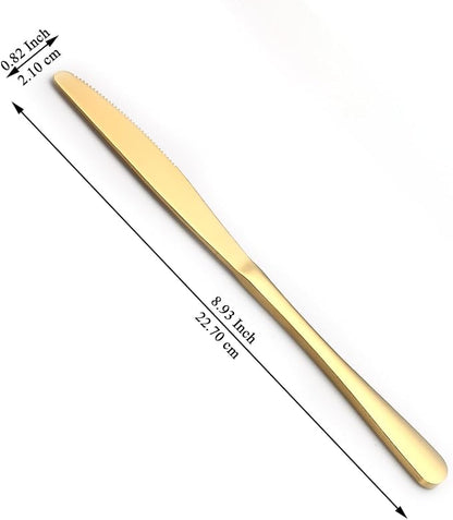 Gold Dinner Knives Set of 12 Pieces, Stainless Steel Titanium Gold Plating - Image 2