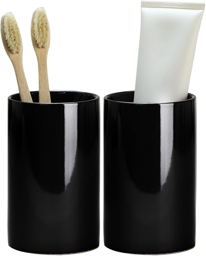 Gaolinci 2 Pcs Simple Solid Color Ceramic Mouthwash Cups, Bathroom Brushing Cup by Gaolinci
