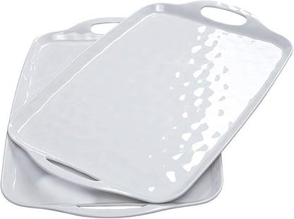 TP Melamine Serving Trays with Handles, 17” x 12”, Pure White | Rectangular by TastePrime