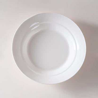 Ceramic Pasta Bowls Set of 4, 13.5oz/22oz Wide Rim Porcelain Soup Bowls - Oven & Dishwasher Safe, Lead-Free Dinnerware for Italian Pasta, Salad, Family Dining (White)