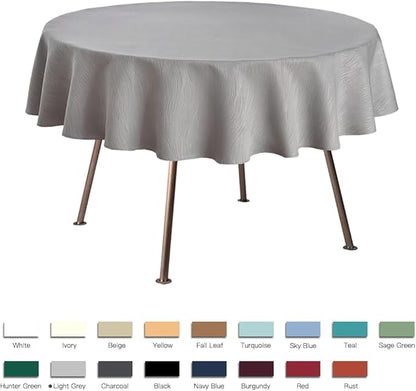 maxmill Round Jacquard Tablecloths Swirl Pattern Spillproof Wrinkle Free Heavy Weight Soft Table Cloth for Circular Table Cover of Buffet Banquet Parties Holiday Dinner Round 90 Inch Light Grey