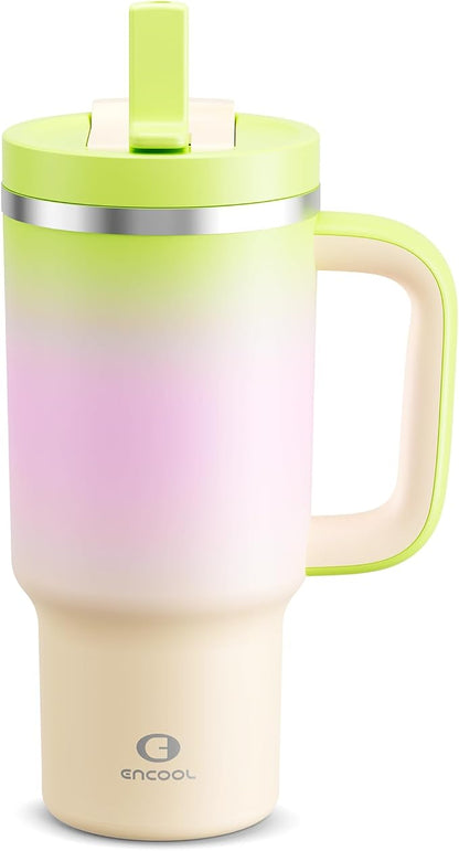 ENCOOL 32 oz Tumbler with Handle and Straw: Stainless Steel Insulated Tumbler by ENCOOL