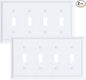 2-Pack Quad Toggle Light Switch Cover Plate, Pure White Decorative Switch Plate Covers, Natural Bamboo Fiber 4 Gang Wall Plate for Toggle Light Switch and Rotary Dimmer Switch