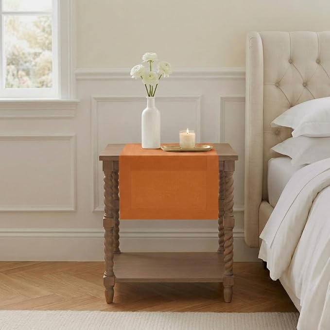 Classic Linen™ by D'Moksha Rust Table Runner 48 Inches, 100% Pure Linen by DMokshaHomes