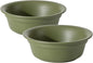 Ceramic 6.3inch Set of 2 Dog Bowls, 2pcs Basic 1.5 Cup Food or 15 oz Water Dishes for Small Dogs, Wide Opening Rounded Edge (2 Bowls, Olive Green)