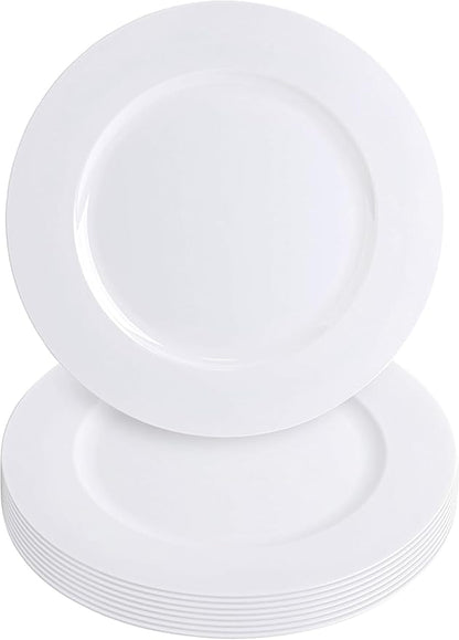 PARTY BARGAINS 13-Inch Charger Plates - 8 Pack, White, Heavy-Duty Disposable Chargers for Elegant Dining - Ideal for Weddings and Formal Events