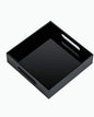 Black Sturdy Acrylic Tray with Handles-8x8 Inch- Countertop Organizer Tray for Kitchen,Bathroom,Office- Storage Box for Cosmetics, Jewelry,Toiletries,Toy,Gadgets