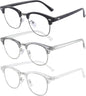 SOAR&EAGLE 3 Pack Blue Light Blocking Glasses,Computer Gaming Glasses,Retro Semi Rimless UV400 Clear Lens Computer Eyewear