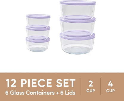 12-Piece Glass Food Storage Containers Set | 2-Cup & 4-Cup, Leakproof | - Image 3