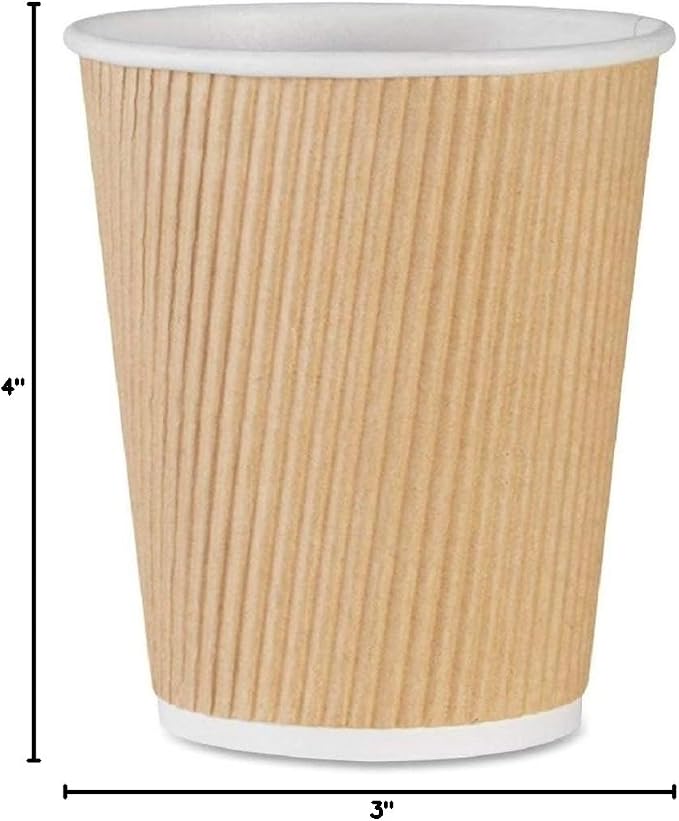 NYHI 150 8 oz Ripple Kraft Paper Cups Brown Hot Cold 3 Layer Rippled Small - Image 4