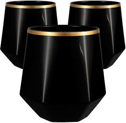 Oojami 40 Pack Diamond-Shaped Disposable Plastic Wine Glasses, 12 oz Stemless by Oojami