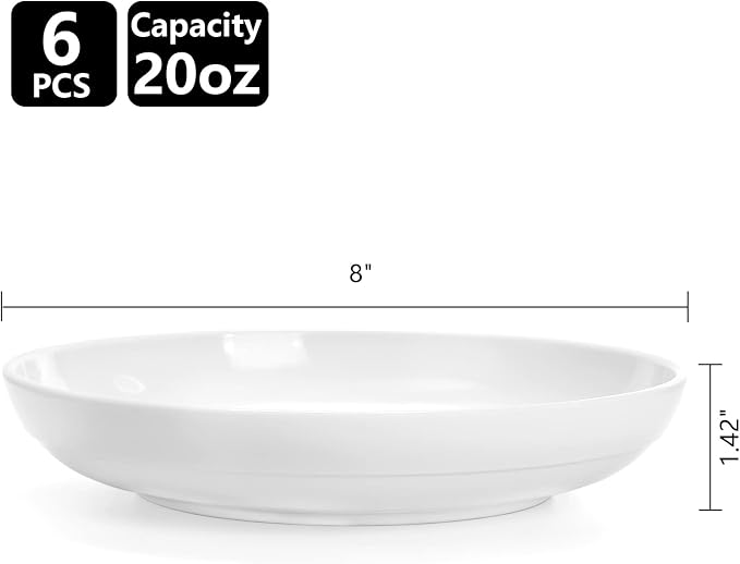 Fasmov Melamine Pasta Bowls, 6 Pack 8 inches 20 Oz Large Salad Serving Bowls - Image 2