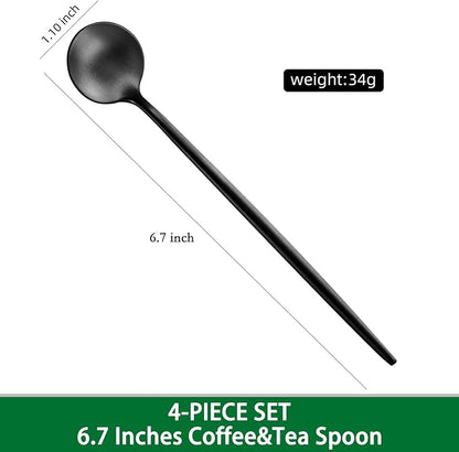 DEHOV 4 PCS 6.7 Inches Satin Black Stainless Steel 18/10 Coffee Spoons - Image 2