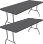 Spandex 8 Foot Rectangle Table Cloth 2 Pack, Elastic Fitted Tablecloths for Picnic, Stretch Washable Patio Table Cover for Outdoor, Camping, Banquet and Parties (Dark Grey, 30"x96")