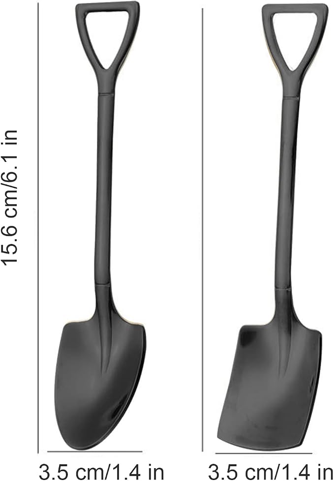 10Pcs Shovel Spoons Stainless Steel Dessert Spoon-Black | Reusable Spoons - Image 5
