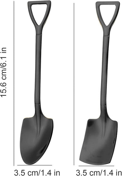10Pcs Shovel Spoons Stainless Steel Dessert Spoon-Black | Reusable Spoons - Image 5