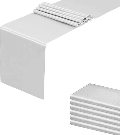 Silver Table Runners, 12x108 Inches, 6 Pack | Satin, Silk and Smooth Fabric by HMQIANG