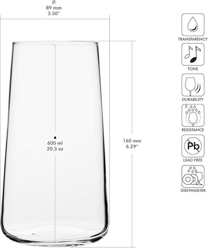 Krosno Water Glasses Set of 4, 20.3 oz, Infinity Collection | Highball Drinking - Image 2