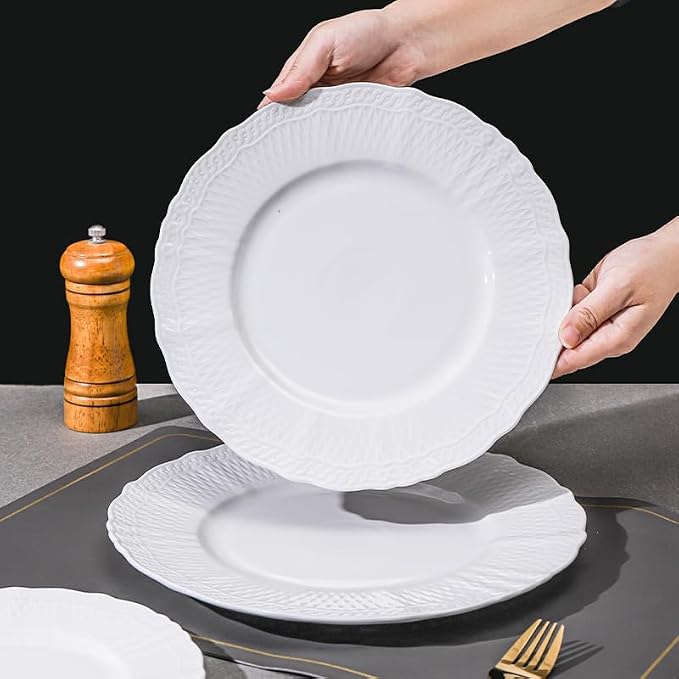 10 Inch Porcelain Dinner Plates Set of 4, Dishwasher safe, Microwave safe - Image 4