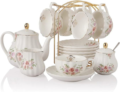Porcelain Tea Sets British Royal Series, 8 OZ Cups & Saucer Service by Sweejarco1949