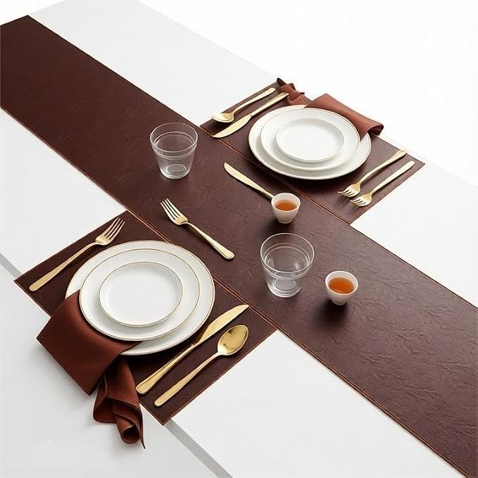 Double-Sided Faux Leather Table Runner, Waterproof Heat Resistant Non-Slip - Image 5