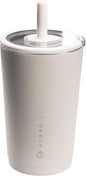 HydroJug Everyday Tumbler 14 oz – Ceramic-Lined Insulated Tumbler with Straw and Soft-Touch Lid, Cup Holder Friendly, Double-Wall Vacuum Insulation, Reusable Travel Cup – Linen