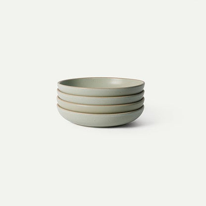 MORA Medium Dishes Set of 4, 30oz Ceramic Pottery Pasta Plate/Wide Bowls - Microwave, Oven and Dishwasher Safe - Thyme